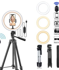 10” Ring Light with 50” Extendable Tripod, LED Circle Lights Compatible with All Phones