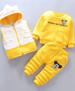 Clothing Set Infant Kids Vest, Sweatshirt PLUS Pants Yellow