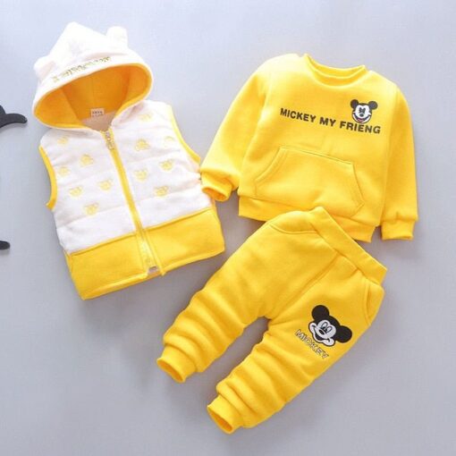 Clothing Set Infant Kids Vest, Sweatshirt PLUS Pants Yellow 3