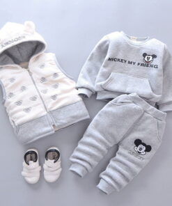 Clothing Set Infant Kids Vest, Sweatshirt PLUS Pants Gray