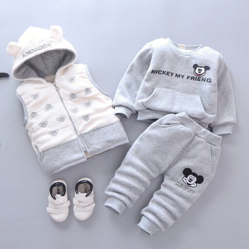 Clothing Set Infant Kids Vest, Sweatshirt PLUS Pants Gray 3