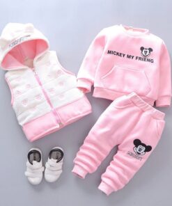 Clothing Set Infant Kids Vest, Sweatshirt PLUS Pants Pink