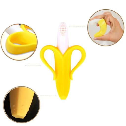 5-Pcs Pack – Baby Teether – Yellow Banana Training  Tooth Brush for Infant, Baby and Toddler 3