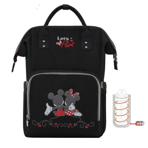 Disney Diaper Backpack for Baby Care Mom Travel Bag (Adjustable Straps, Tissue Pocket) PLUS USB Heater 3