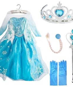 Princess Dresses Girls Costumes Birthday Dress Plus FREE Crown & Accessories