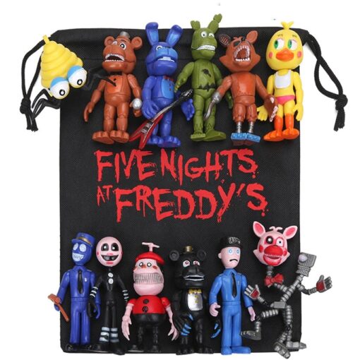 13-PCS Set FNAF Five Night at Freddy’s Action Figures + Free Bag Chica Fazbear Foxy & Bonnie 2