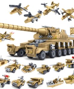 Joyfullysmile™ – Conquer the Battlefield: 544PCS 16-in-1 Military Vehicle Building Blocks Set – Tanks, Planes, Trucks, Cars, Ships