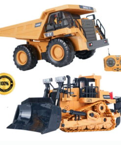 Joyfullysmile – Remote Control Bulldozer Dumpster Truck 2.4G RC Crawler Engineering Vehicle