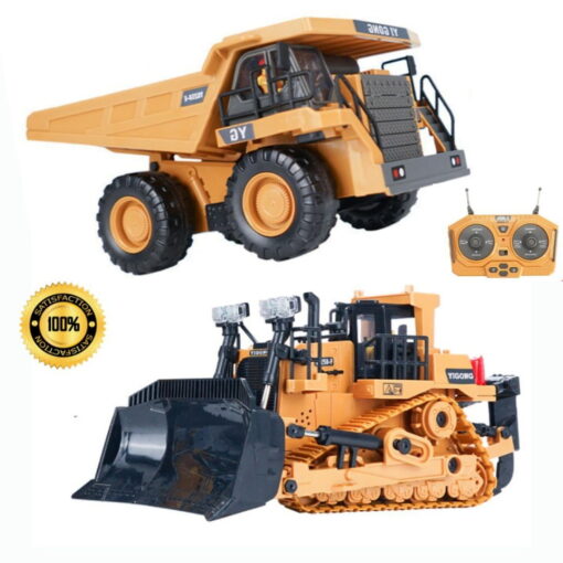 Joyfullysmile – Remote Control Bulldozer Dumpster Truck 2.4G RC Crawler Engineering Vehicle 3