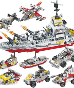 Joyfullysmile™ – Military 8-IN-1 Army Ocean Cruiser Warship Building Blocks – Ultimate Naval Construction Set 910pcs