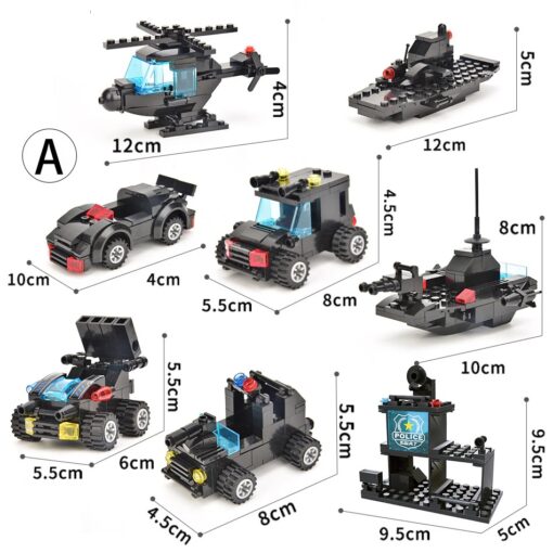 Joyfullysmile™ – SWAT Mobile Police Station Building Blocks Set with Truck, Airplane, Car, Figures, and – City Machine Bricks 4