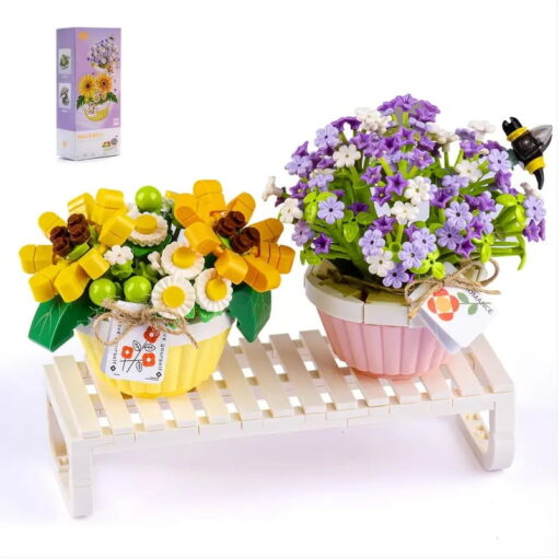 Joyfullysmile™ – Mini Building Blocks Flower Set – DIY Mini Daisies and Gypsophila Bonsai Model(535pcs) 3