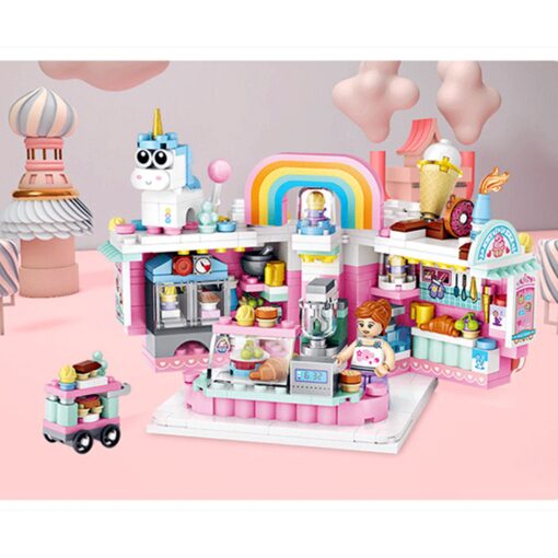 Joyfullysmile™ – Mini Building Toys – Ice Cream Cake Cart Block Toys Kids Play Building Kits Street View Model Block Sets Imaginative 4