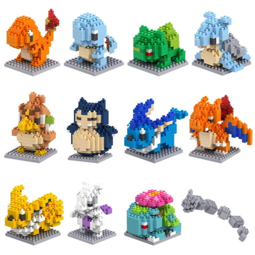 Joyfullysmile™ – Small Building Pokemon Nanoblock – Cartoon Pikachu Animal Model Education Game Series Building Toys Kit For Kids & Adults 17