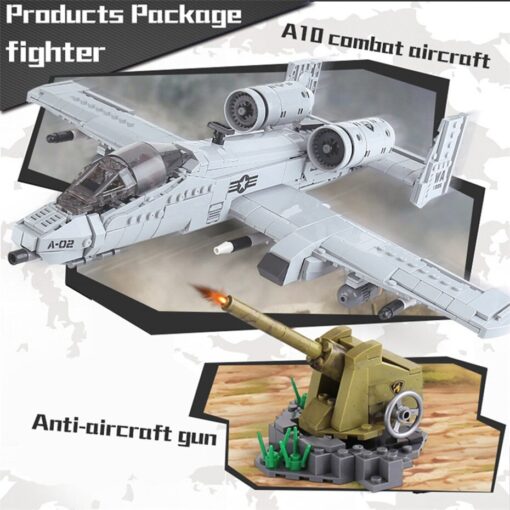 Joyfullysmile™ – Military Army Series A10 Fighter Building Blocks Set – 961PCS Brick Attacking Plane Model 5