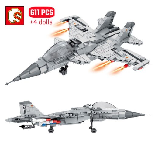 SEMBU – Airplane Model SU-27 Fighter Building Blocks: Army Aircraft Robot Mecha Weapon Soldier Bricks(617PCS) 9