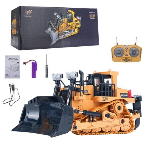 Joyfullysmile – Remote Control Bulldozer Dumpster Truck 2.4G RC Crawler Engineering Vehicle 5