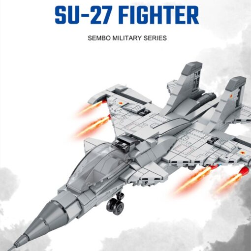 SEMBU – Airplane Model SU-27 Fighter Building Blocks: Army Aircraft Robot Mecha Weapon Soldier Bricks(617PCS) 7