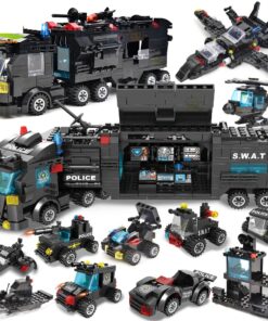 Joyfullysmile™ – SWAT Mobile Police Station Building Blocks Set with Truck, Airplane, Car, Figures, and – City Machine Bricks