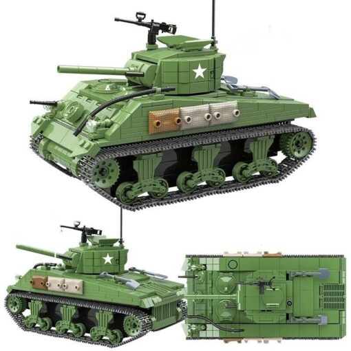 M4 SHERMAN WW2 ARMY BUILDING BLOCKS TOY TANK SET 3