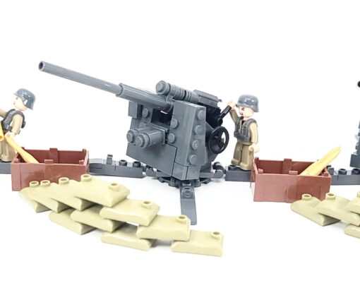 WW2 GERMAN ANTI-AIRCRAFT GUN BUILDING BLOCKS SET W/ FIGURES 4