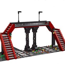 RED RAILWAY CROSSING BUILDING BLOCKS TOY BRICKS SET