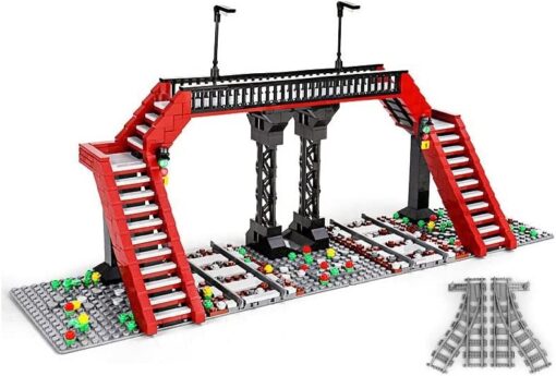 RED RAILWAY CROSSING BUILDING BLOCKS TOY BRICKS SET 4