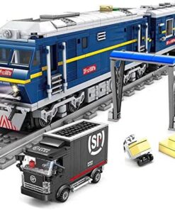 CITY SERIES POWER BLUE DIESEL CARGO TRAIN BUILDING BLOCKS TOY BRICKS SET