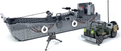 TOYS AND BRICKS ARMY LANDING CRAFT + JEEP VEHICLE BUILDING BLOCKS SET 6